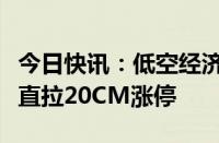 今日快讯：低空经济概念全线爆发，新晨科技直拉20CM涨停