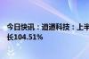 今日快讯：道通科技：上半年归母净利润3.87亿元，同比增长104.51%