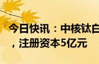 今日快讯：中核钛白于北京成立化工材料公司，注册资本5亿元