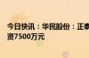 今日快讯：华民股份：正泰新能源拟向子公司鸿新新能源增资7500万元