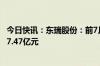 今日快讯：东瑞股份：前7月生猪销售41.98万头，销售收入7.47亿元