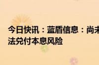 今日快讯：蓝盾信息：尚未筹集蓝盾退债兑付资金，存在无法兑付本息风险