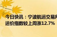 今日快讯：宁波航运交易所：本周澳新航线运价涨幅较大，运价指数较上周涨12.7%