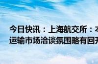 今日快讯：上海航交所：本周沿海散货综合指数小幅波动，运输市场洽谈氛围略有回升