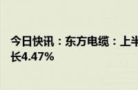 今日快讯：东方电缆：上半年归母净利润6.44亿元，同比增长4.47%