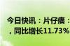 今日快讯：片仔癀：上半年净利润17.22亿元，同比增长11.73%