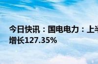 今日快讯：国电电力：上半年归母净利润67.16亿元，同比增长127.35%