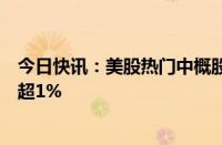 今日快讯：美股热门中概股普涨，纳斯达克中国金龙指数涨超1%