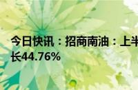 今日快讯：招商南油：上半年归母净利润12.2亿元，同比增长44.76%