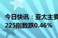 今日快讯：亚太主要股指午间全线下跌，日经225指数跌0.46%