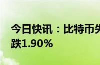 今日快讯：比特币失守60000美元/枚，日内跌1.90%