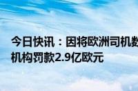 今日快讯：因将欧洲司机数据传输至美国，优步被荷兰监管机构罚款2.9亿欧元