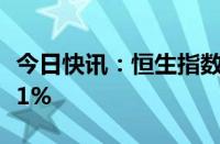 今日快讯：恒生指数午后转涨，早盘一度跌超1%