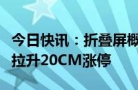 今日快讯：折叠屏概念持续活跃，爱司凯直线拉升20CM涨停