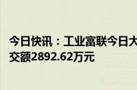 今日快讯：工业富联今日大宗交易折价成交163.61万股，成交额2892.62万元