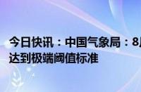 今日快讯：中国气象局：8月226个国家级气象站日最高气温达到极端阈值标准