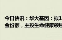 今日快讯：华大基因：拟1.49亿元认购绍兴美越医疗产业基金份额，主投生命健康领域