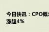 今日快讯：CPO概念股开盘冲高，中际旭创涨超4%