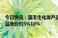 今日快讯：蓝丰生化发产品调价通知函：9月15日起系列产品涨价约5%10%