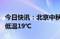 今日快讯：北京中秋夜多云，山区有小雨，最低温19℃