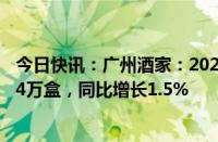 今日快讯：广州酒家：2024年度自有品牌月饼累计销量1374万盒，同比增长1.5%