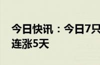 今日快讯：今日7只个股连涨6天，16只个股连涨5天