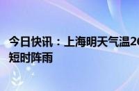 今日快讯：上海明天气温26℃32℃，阴到多云，局部地区有短时阵雨