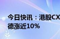 今日快讯：港股CXO概念尾盘走强，药明康德涨近10%