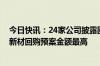 今日快讯：24家公司披露回购进展，威迈斯 清源股份 东和新材回购预案金额最高