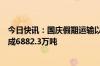 今日快讯：国庆假期运输以来，国家铁路累计货物发送量完成6882.3万吨