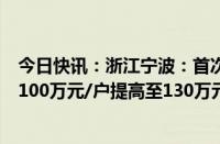 今日快讯：浙江宁波：首次申请住房公积金贷款最高额度由100万元/户提高至130万元/户