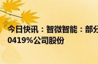 今日快讯：智微智能：部分董事 监事及高管拟减持不超过0.0419%公司股份