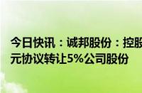 今日快讯：诚邦股份：控股股东 实控人方利强拟5919.51万元协议转让5%公司股份