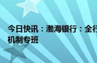 今日快讯：渤海银行：全行各级机构已成立房地产融资协调机制专班