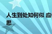 人生到处知何似 应似飞鸿踏雪泥是指什么意思