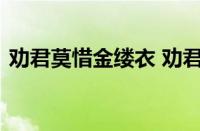 劝君莫惜金缕衣 劝君惜取少年时指什么意思