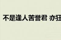 不是逢人苦誉君 亦狂亦侠亦温文指什么意思