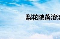 梨花院落溶溶月指什么意思