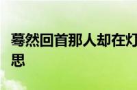 蓦然回首那人却在灯火阑珊处的意思指什么意思