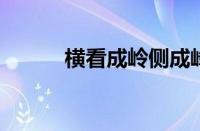 横看成岭侧成峰全诗指什么意思