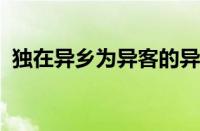 独在异乡为异客的异是什么意思指什么意思