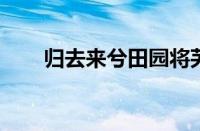 归去来兮田园将芜胡不归指什么意思