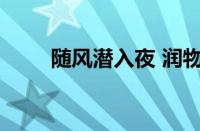 随风潜入夜 润物细无声指什么意思