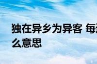 独在异乡为异客 每逢佳节倍思亲的意思指什么意思